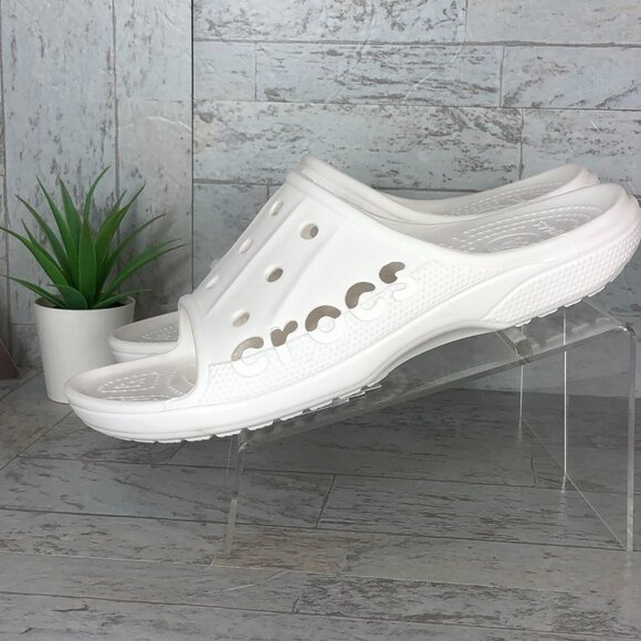 Crocs All White Baya Slides Slippers Sandals Mens size 7 /‎ Womens size 9 - Picture 6 of 8